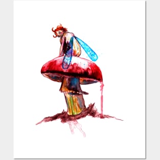 Mushroom Fairy on Red Mushroom Posters and Art